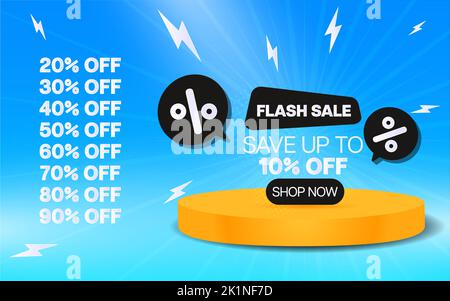 Sconti colorati flash podio di vendita. Composizione dell'offerta speciale. Illustrazione vettoriale Illustrazione Vettoriale