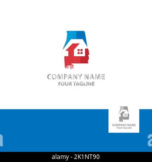 Alabama Real Estate Logo.Simple silhouette mappa nel round.EPS 10 Illustrazione Vettoriale