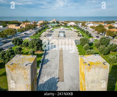 Vista aerea di Piazza Senhor da Pedra a Miramar, Portogallo Foto Stock