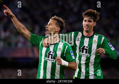 Siviglia, Siviglia, Spagna. 15th Set, 2022. Sergio Canales di Real Betis festeggia un gol durante la partita di tappa del Gruppo C della UEFA Europa League tra Real Betis e Ludogorets Razgrad allo stadio Benito Villamarin il 15 settembre 2022 a Siviglia, Spagna. (Credit Image: © Jose Luis Contreras/DAX via ZUMA Press Wire) Foto Stock