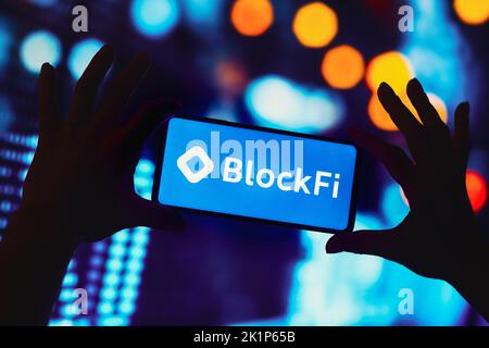 Brasile. 19th Set, 2022. In questa immagine, il logo BlockFi visualizzato sullo smartphone. Credit: SOPA Images Limited/Alamy Live News Foto Stock