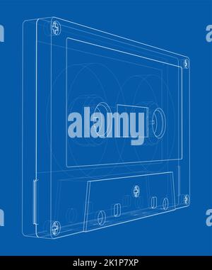 Nastro a cassetta. Rappresentazione vettoriale di 3D Illustrazione Vettoriale