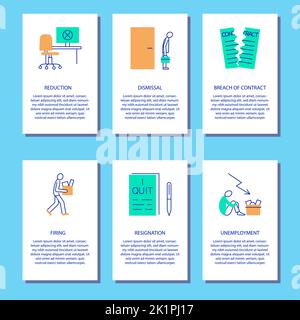 Lasciare i modelli del volantino di lavoro impostati con la posizione per il testo. Chiusura delle icone dei lavori. Illustrazione vettoriale. Illustrazione Vettoriale