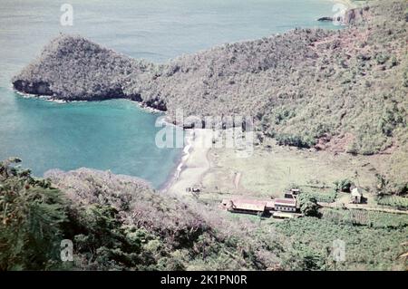 Clare Valley, vista da Fort Charlotte, St Vincent, Windward Islands, West Indies 1962 - ora il sito di Otley Hall marina Foto Stock
