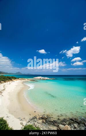 Costa Rei, lo scoglio di Peppino, Muravera Castiadas, Provincia di Cagliari, Sardegna, Italia, Europa Foto Stock