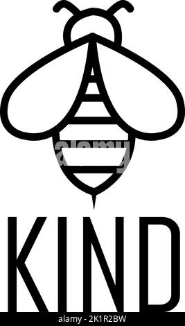 Icona tipo ape su sfondo bianco. Bee gentile segno ispiratore. Logo Bee Kind. stile piatto. Foto Stock