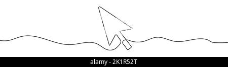 Disegno continuo della freccia del cursore. Icona a una riga della freccia del cursore. Sfondo del disegno a una linea. Illustrazione vettoriale. Icona freccia del cursore Illustrazione Vettoriale