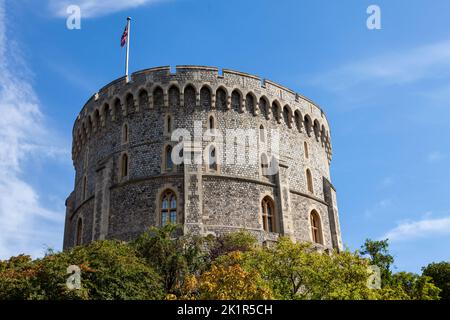 La torre circolare, il Castello di Windsor, Windsor, Berkshire, Inghilterra, Regno Unito Foto Stock