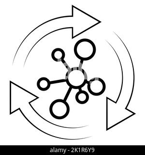 Icona metabolismo rigenerazione delle cellule del corpo salute biochimica umana simbiosi medicina Illustrazione Vettoriale