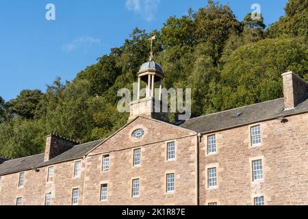 Un villaggio di filatura del cotone del 18th ° secolo a New Lanark, Scozia, Regno Unito - un sito patrimonio dell'umanità dell'UNESCO. Foto Stock