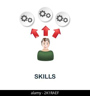 Icona abilità. 3d illustrazione della collezione personal productivity. Abilità creative 3D icona per web design, modelli, infografiche e altro ancora Illustrazione Vettoriale