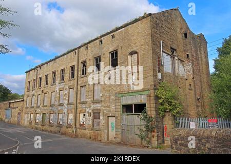 Woods Mill, ex-Volcrepe Limited, Glossop, High Peak, Derbyshire, Inghilterra, Regno Unito, SK13 Foto Stock