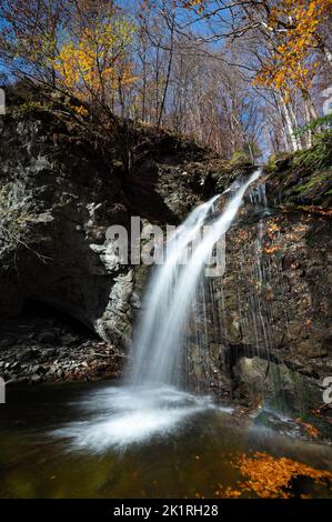 Cascata nella foresta vergine di Frakto in Macedonia, Grecia Foto Stock