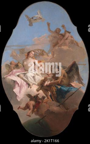 Un'allegoria con Venere e tempo. Museo: National Gallery, Londra. AUTORE: GIOVANNI BATTISTA TIEPOLO. Foto Stock