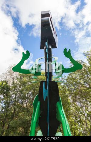 Un dinosauro scultura al Parco Teessaurus,Middlesbrough,l'Inghilterra,UK Foto Stock