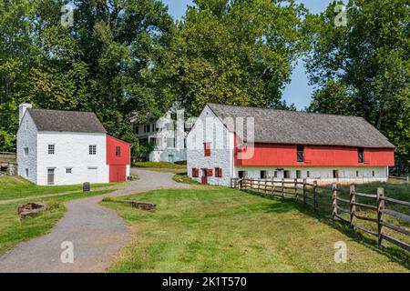 Passeggiando attraverso lo storico villaggio di Hopewell, Pennsylvania USA, Elverson, Pennsylvania Foto Stock