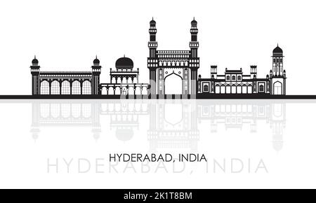 Silhouette Skyline panorama della città di Hyderabad, India - illustrazione vettoriale Illustrazione Vettoriale