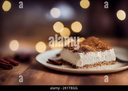 ricotta dessert con frutti di bosco, fragole, lamponi, mirtilli, uva, frutta, cannella, vegana, dessert al latte Foto Stock