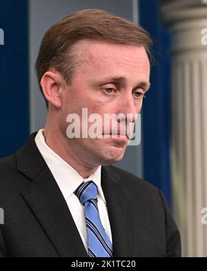 Washington, DC, USA, 20 settembre 2022. Jake Sullivan, consulente per la sicurezza nazionale degli Stati Uniti, parla ai media durante il briefing quotidiano alla stampa nella Sala Briefing della Casa Bianca di Brady, DC martedì 20 settembre 2022. Credit: Ron Sachs/Pool via CNP /MediaPunch Foto Stock