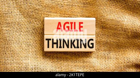 Simbolo del pensiero agile. Concetto parole Agile pensare su blocchi di legno. Bella tela sfondo tavolo di tela. Business flessibile pensiero agile conce Foto Stock