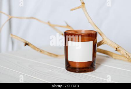 Arredamento naturale eco casa con bastoni boho secco e. Foto Stock