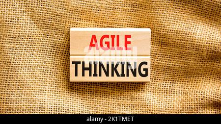 Simbolo del pensiero agile. Concetto parole Agile pensare su blocchi di legno. Bella tela sfondo tavolo di tela. Business flessibile pensiero agile conce Foto Stock