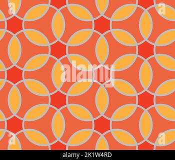 Ripetizione senza cuciture con cerchi interbloccanti. Stampa tessile astratta. Illustrazione vettoriale. Illustrazione Vettoriale