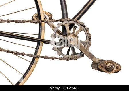 Pedali per bicicletta vintage, isolati su sfondo bianco Foto Stock