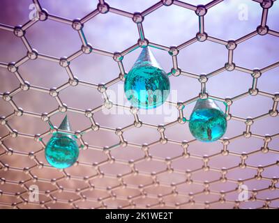 Filtro acqua grafene, illustrazione concettuale Foto Stock