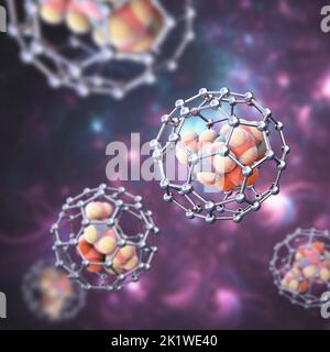 Nanoparticelle nella somministrazione di farmaci, illustrazione concettuale Foto Stock