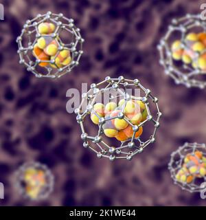 Nanoparticelle nella somministrazione di farmaci, illustrazione concettuale Foto Stock