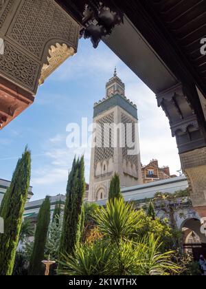 Cortile della Grande Moschea di Parigi, una delle più grandi moschee in Francia Foto Stock