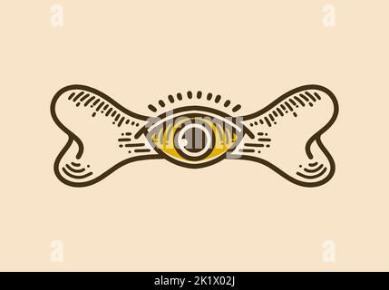 Un occhio al design d'arte vintage della linea Bone retro Illustrazione Vettoriale