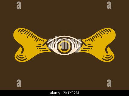 Un occhio al design d'arte vintage della linea Bone retro Illustrazione Vettoriale