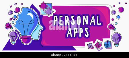Ispirazione che mostra le app personali dei segni. Concetto che significa Organizer Online Calendario informazioni private dati Foto Stock