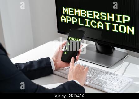 Testo che mostra la domanda di iscrizione a Inspiration. Vetrina aziendale Gateway a qualsiasi organizzazione per verificare se idoneo Foto Stock