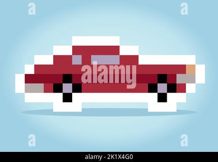 Grafica classica a 8 bit per auto. Illustrazione vettoriale di un motivo a punti incrociati per auto. Illustrazione Vettoriale