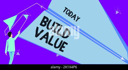 Valore di costruzione del segno di scrittura della mano. Idea di affari abbastanza efficiente senso che genererà il profitto dopo il costo Foto Stock