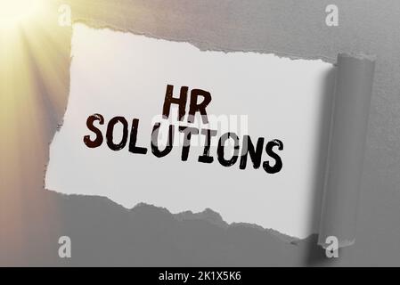 Cartello di testo che mostra le soluzioni HR. Business showcase Outsourcing risorse umane consulenza e supporto Esperti Foto Stock