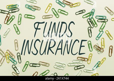 Segno che mostra i fondi InsuranceForm di investimento collettivo ha offerto una politica di assicurazione. Forma di idea di affari di investimento collettivo offerto un Foto Stock