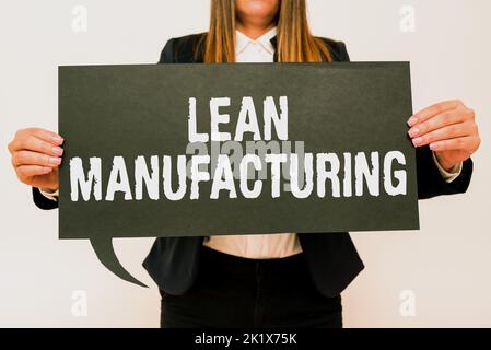 Didascalia di testo Presentazione della Lean Manufacturingminimizzazione senza sacrificare la produttività. La riduzione al minimo degli sprechi di idea di affari senza sacrificare Foto Stock