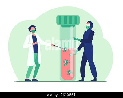 foto composita dottori pallone laboratorio assistente sfondo blu Illustrazione Vettoriale