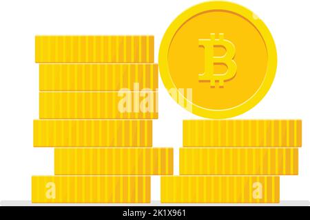 Bitcoins pila illustrazione. Design moderno e piatto. Illustrazione Vettoriale