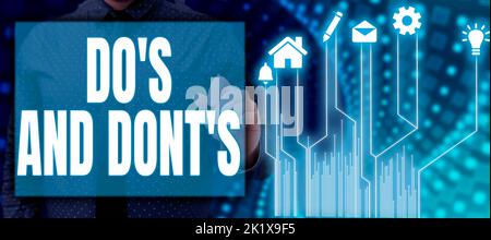 Didascalia di testo che presenta i do s è e non notscomplicazione tecnologica di prendere una decisione. Concetto di business complicazione tecnologica di Foto Stock