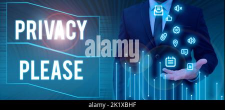 Visualizzazione concettuale Privacy Pleaseasking qualcuno a rispettare il tuo spazio personale lasciare da solo. Concetto di business chiedendo a qualcuno di rispettare la vostra personale Foto Stock