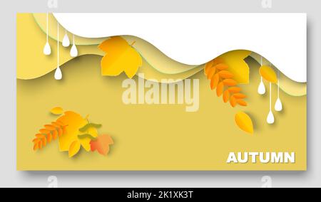 Banner autunnale thanksgiving design autunno 3D vettore Illustrazione Vettoriale