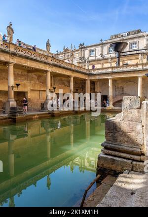 La meraviglia storica delle terme romane a Bath, Somerset, Inghilterra. Foto Stock