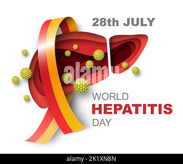 World Hepatitis Day 3D vettore taglio carta Illustrazione Vettoriale