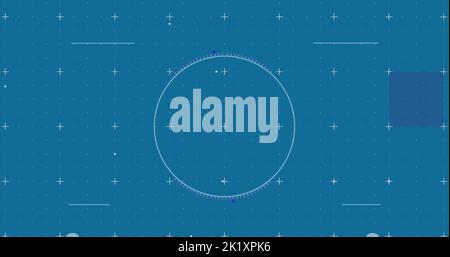 Immagine della scansione dell'oscilloscopio su globo e testo 5g su sfondo blu Foto Stock