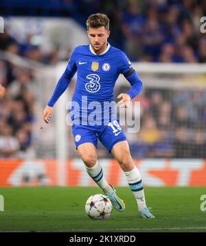 14 set 2022 - Chelsea contro RB Salzburg - UEFA Champions League - Gruppo e - Stamford Bridge Mason Mount Chelsea durante la partita della Champions League a Stamford Bridge. Foto : Mark Pain / Alamy Live News Foto Stock